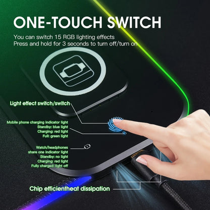 Tapis de bureau RGB 3 en 1 avec chargeur sans fil intégré – vue 6