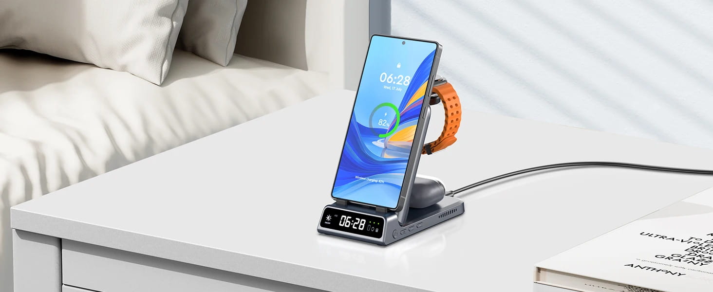 SwanScout 703S Station de recharge pour Samsung S25 S24 Ultra S23 Z Flip 7 Z Fold 7 chargeur sans fil pour Galaxy Watch