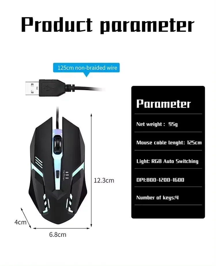 Souris gaming RGB filaire 3 niveaux de DPI – vue 5