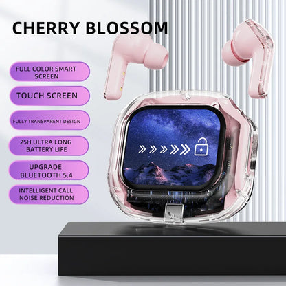 Écouteurs Sans Fil Boîtier à Écran Tactile Couleur – Bluetooth 5.3, Son HiFi Stéréo
