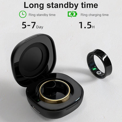Bague Connectée avec Boîtier de Charge – Suivi Sommeil, Cœur & Activité, Étanche 5ATM