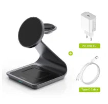Station de Charge Magnétique 3 en 1 – Téléphone, Montre & Écouteurs