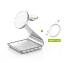Station de Charge Magnétique 3 en 1 – Téléphone, Montre & Écouteurs