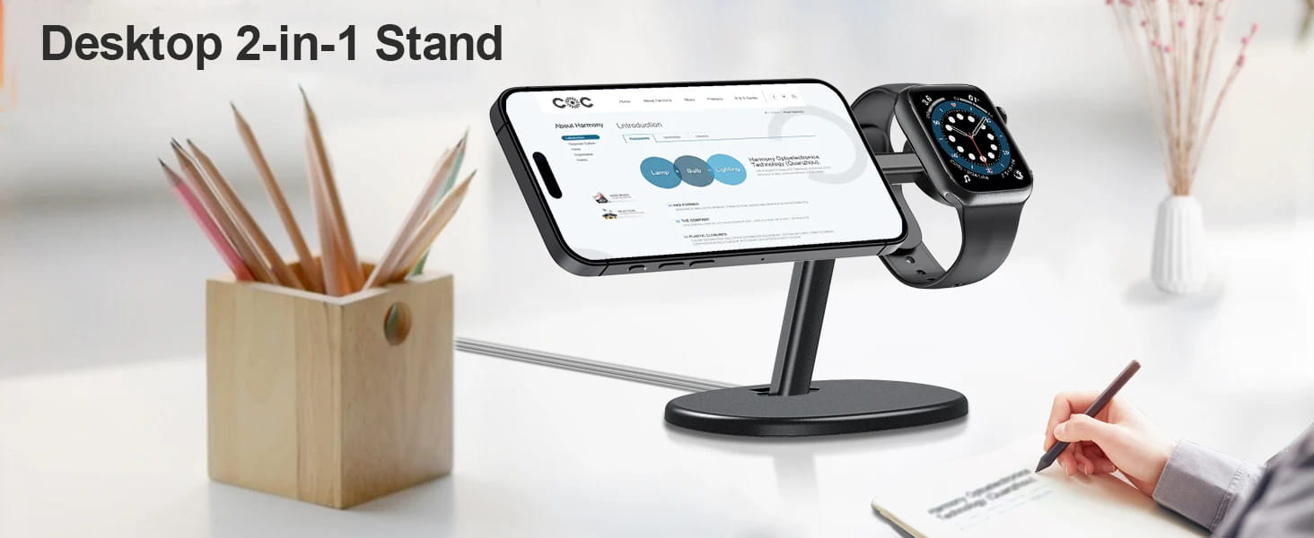 EWA – station de chargement MagSafe 2 en 1 pour iPhone 16/15/14/13/12 et Apple Watch Series SE station d’accueil