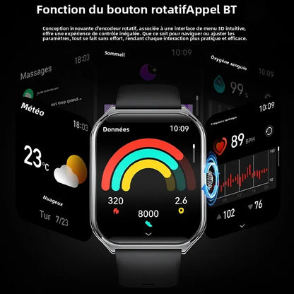 Montre Connectée Ultra-Fine Écran AMOLED 1,96" – Affichage Permanent, Bracelet au Choix