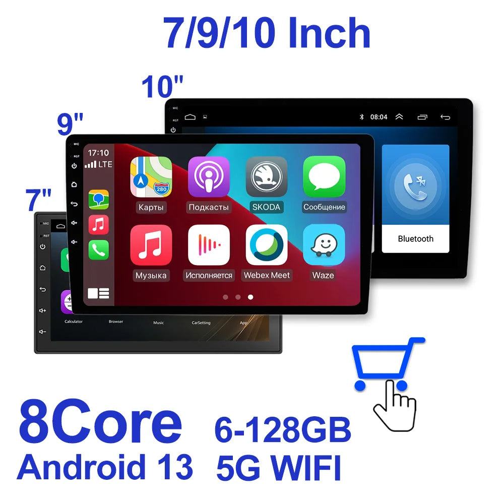 Autoradio Voiture 7’’ Noir Android 13 5G WiFi Android Auto