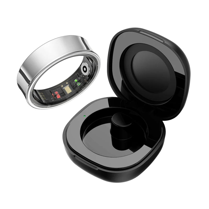 Bague Connectée avec Boîtier de Charge – Suivi Sommeil, Cœur & Activité, Étanche 5ATM