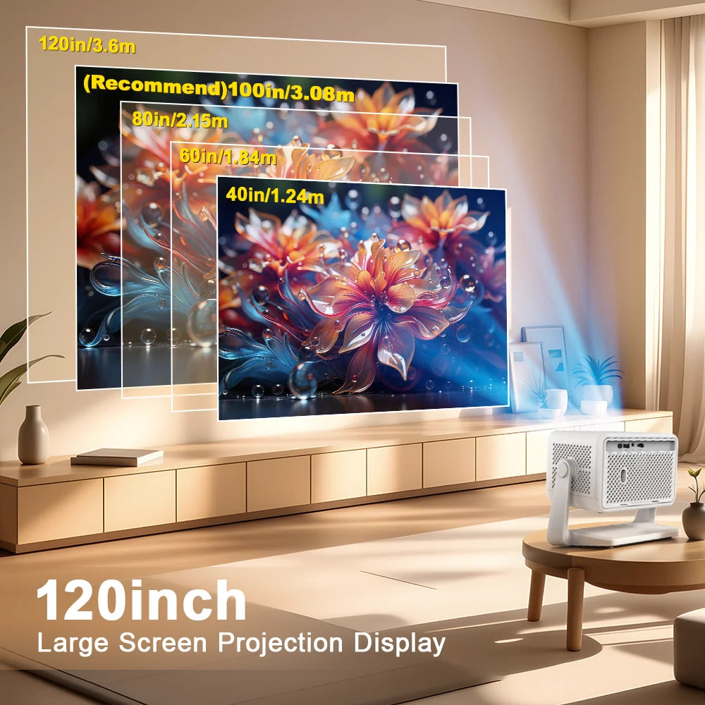Vidéoprojecteur Design Tissu Full HD 1080P – Android 13, Pied Orientable, 700 ANSI