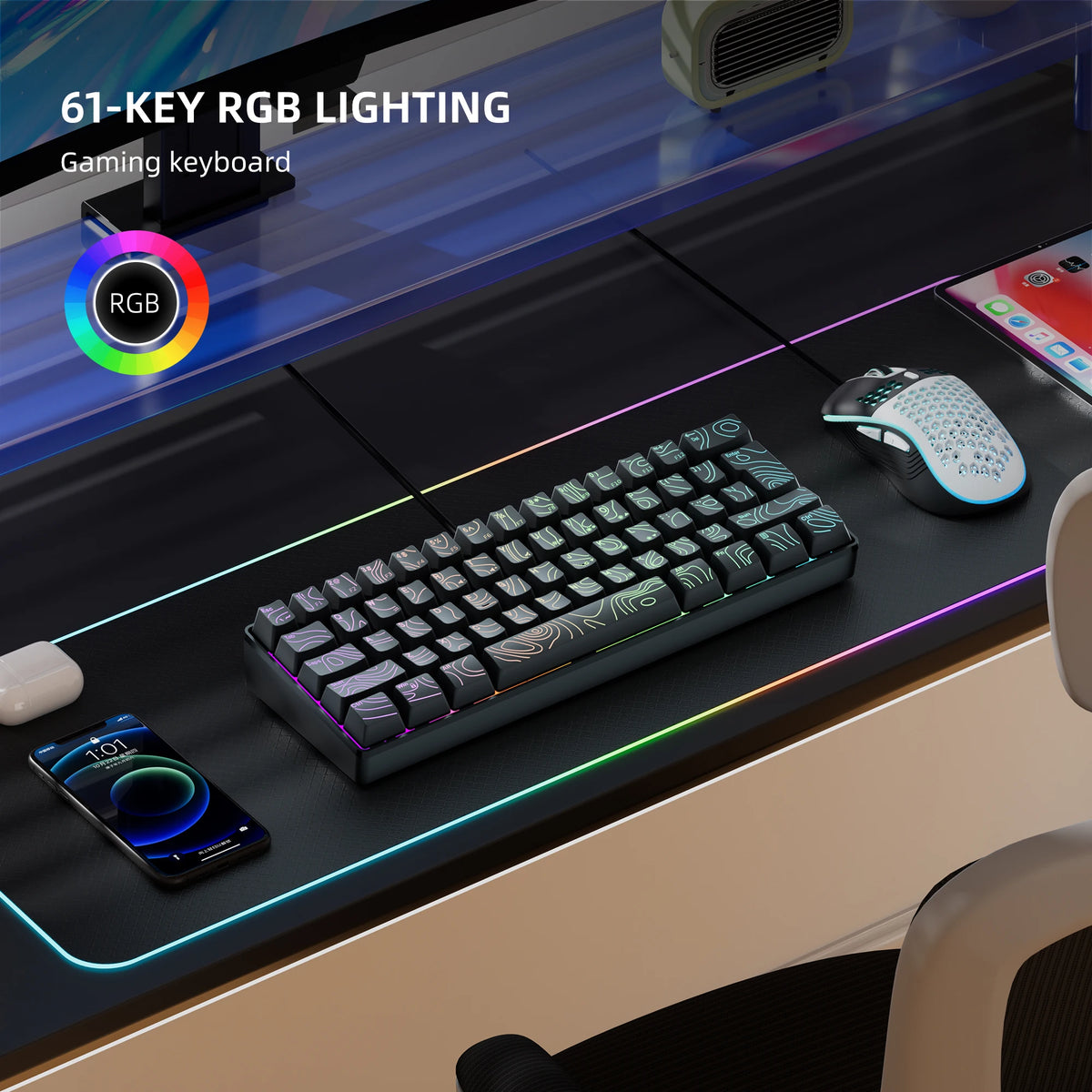 Clavier Gaming Compact 60% RGB – Format Mini