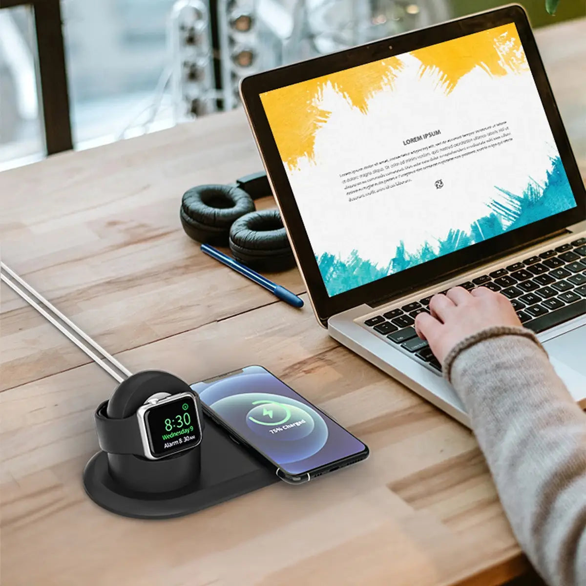 Support de téléphone en silicone pour iPhone 13 Pro Max Apple Watch chargeur Magsafe station de charge S6 support