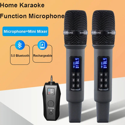 Micro Karaoké Sans Fil UHF – Récepteur Bluetooth, Réverbération et Réglage Basses/Aigus