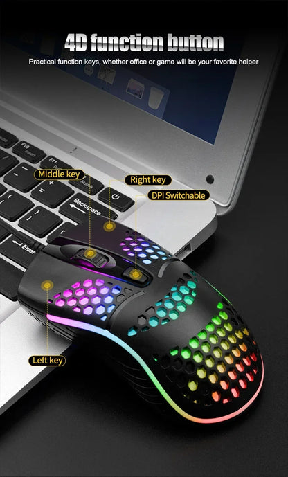 Souris Gaming RGB 7200 DPI – Ergonomique, 4 Coloris