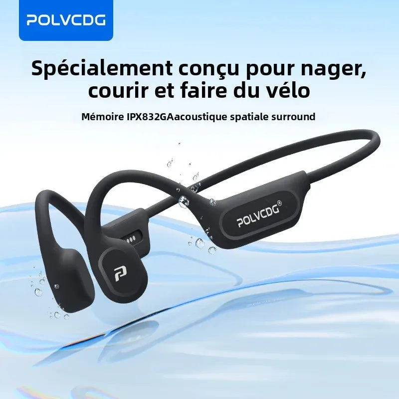 Écouteurs à Conduction Osseuse Étanches IPX8 – Natation, Lecteur MP3 Intégré, Bluetooth 6.0