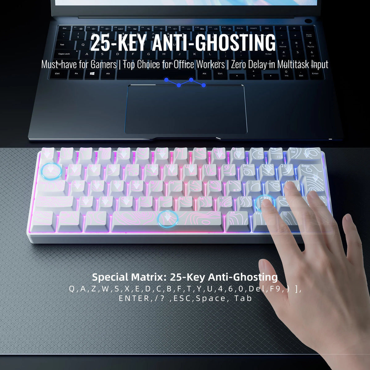 Clavier gaming compact 60% RGB – vue 4