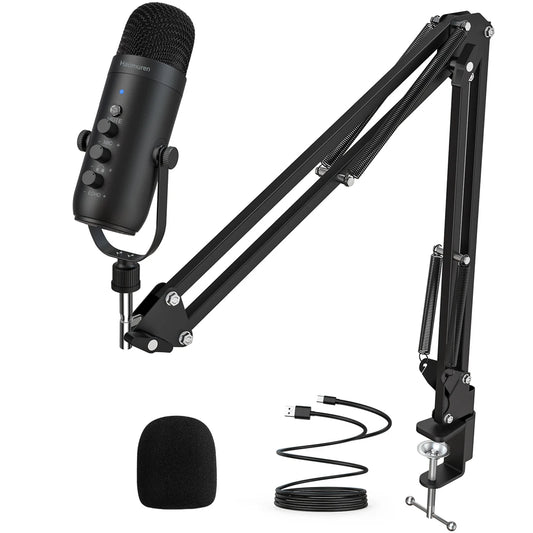 Kit Micro Podcast USB avec Bras Articulé – Condensateur Cardioïde, Plug & Play