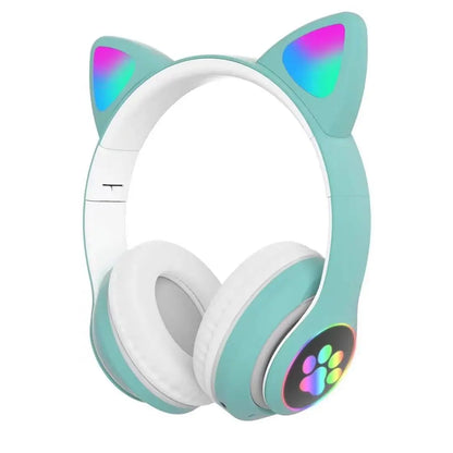 Casque Bluetooth oreilles de chat LED vert