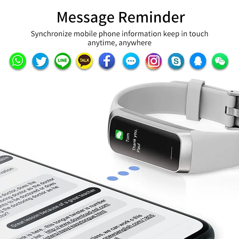 Bracelet Connecté AMOLED 1,1" – Suivi Activité & Sommeil, 20+ Sports, Étanche IP67