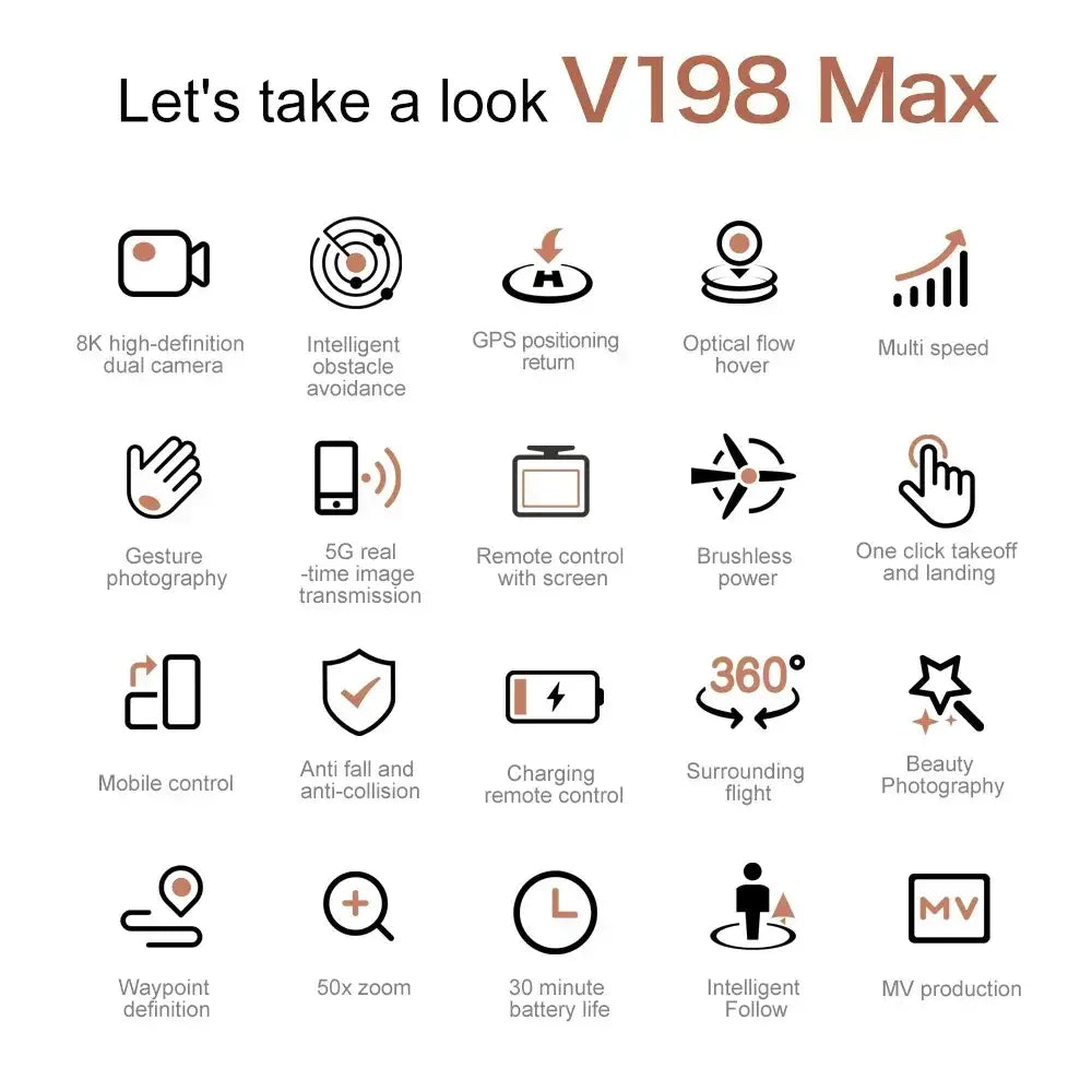 Pour xiaomi V198MAX GPS retour Drone 5G 8K HD double caméra Dron à distance avec écran Laser évitement d’obstacles