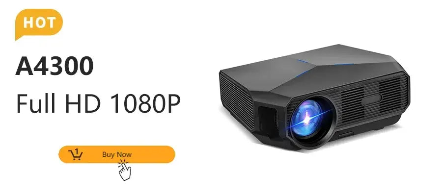 Mini projecteur A2000 noir Full HD 1080p design angulaire lentille bleue