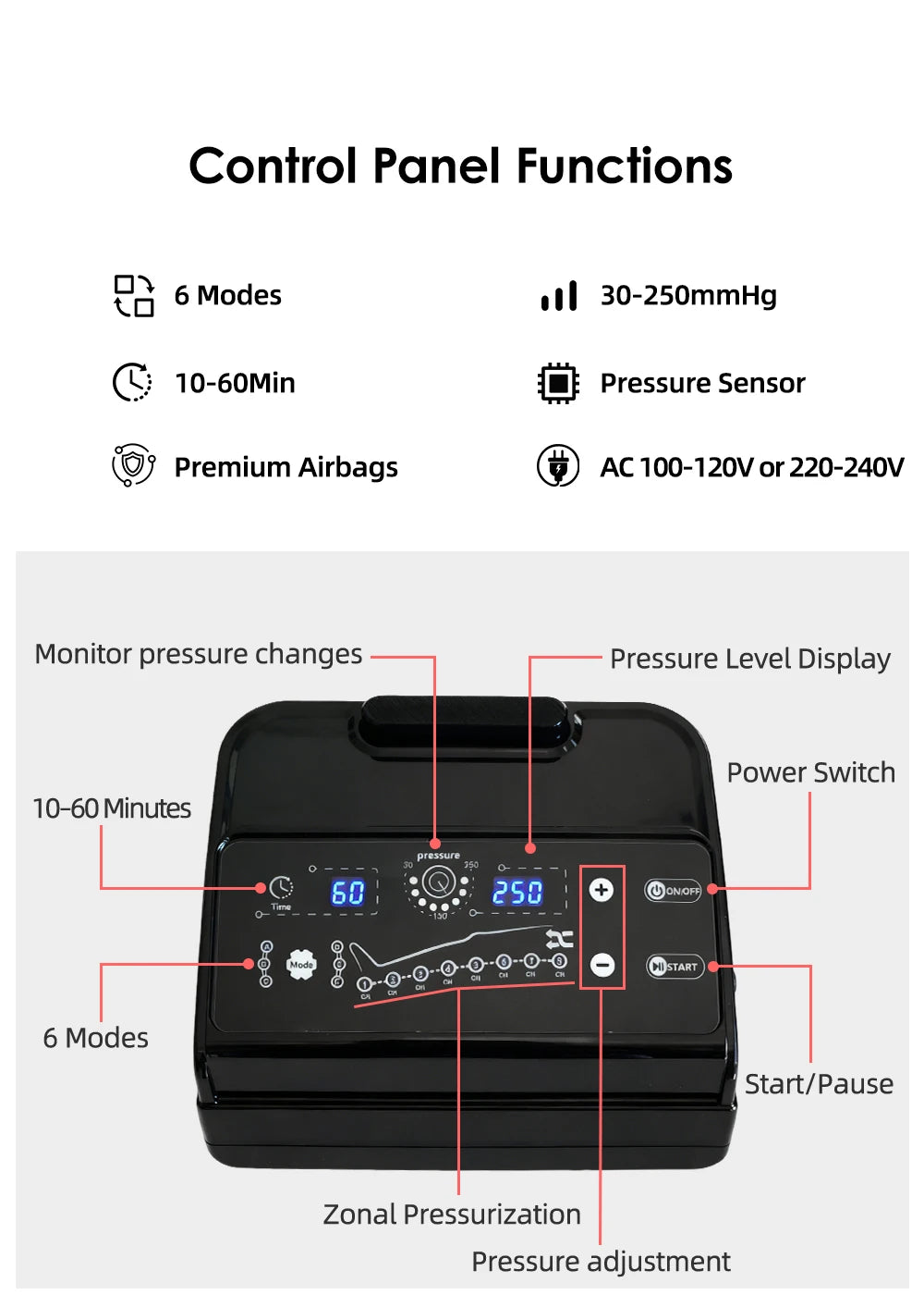 Panneau de contrôle YITI 8 chambres jambes pour corps entier