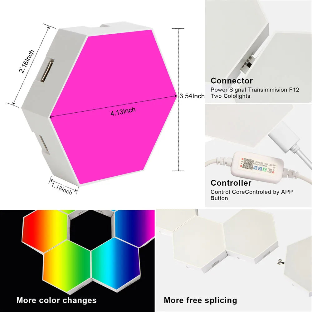Panneaux LED hexagonaux tactiles RGB – photo 2