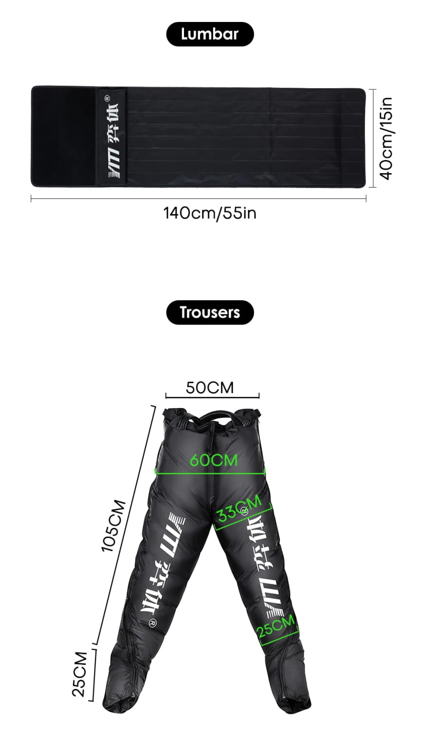 Légings de compression gonflables noirs YITI 8 chambres jambes corps entier