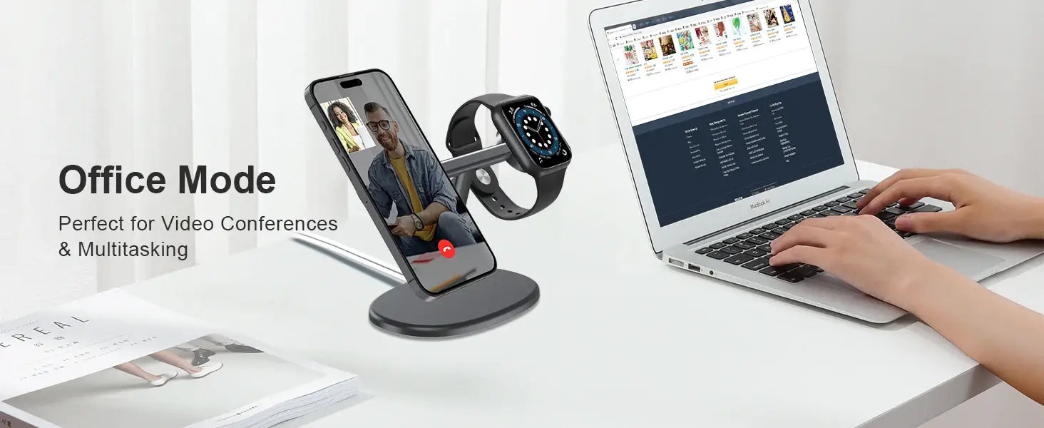 EWA – station de chargement MagSafe 2 en 1 pour iPhone 16/15/14/13/12 et Apple Watch Series SE station d’accueil