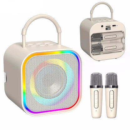 Enceinte Karaoké Bluetooth avec 2 Micros Sans Fil – Effets de Voix, Lumières LED
