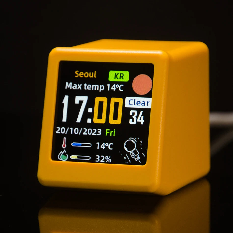 Horloge Connectée GeekMagic – Écran IPS, Météo & Wi-Fi