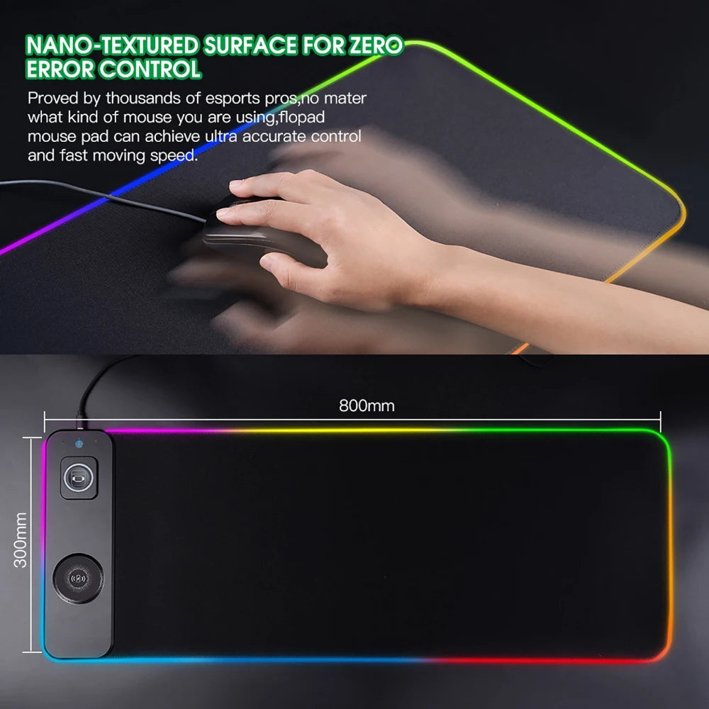 Tapis de bureau RGB 3 en 1 avec chargeur sans fil intégré – vue 3