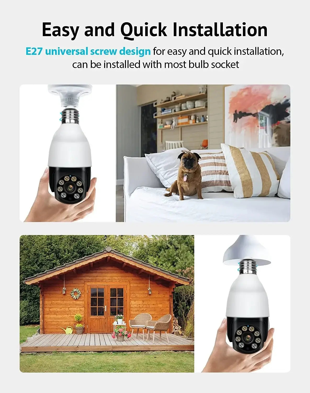 TUYA-Caméra de permission 5G Dispositif de Sécurité Sans Fil avec Ampoule PTZ IP CCTV Vision Nocturne Extérieure 5MP 3MP