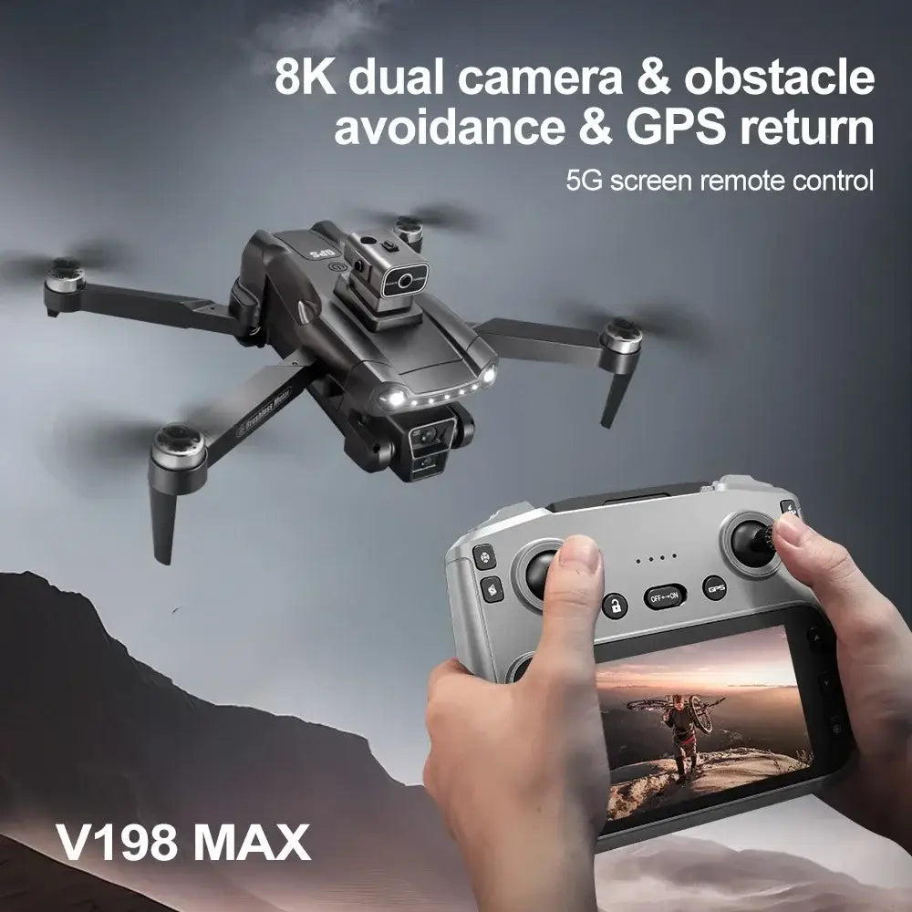 Pour xiaomi V198MAX GPS retour Drone 5G 8K HD double caméra Dron à distance avec écran Laser évitement d’obstacles