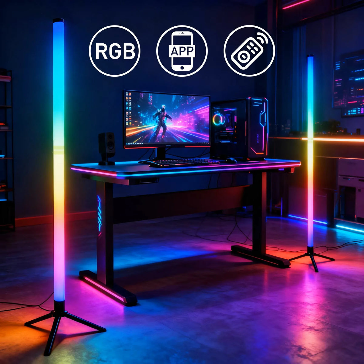 Lampe d'Angle RGB sur Trépied – Synchro Musique