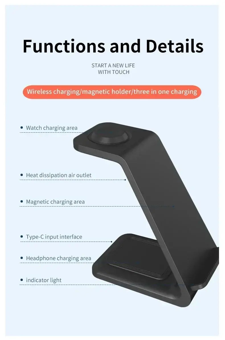 VIKEFON 30W 3 en 1 support de chargeur sans fil pour téléphones Samsung S23 S22 Galaxy Watch 7 8 9 Airpods Pro Station