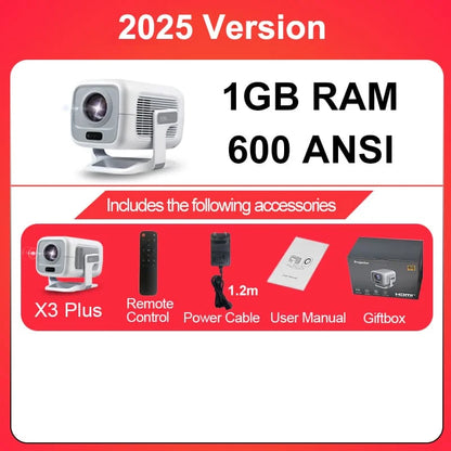 Vidéoprojecteur Mini 1080P Autofocus – 4K, Android, WiFi 6, Bluetooth 5.4, Rotation 360°