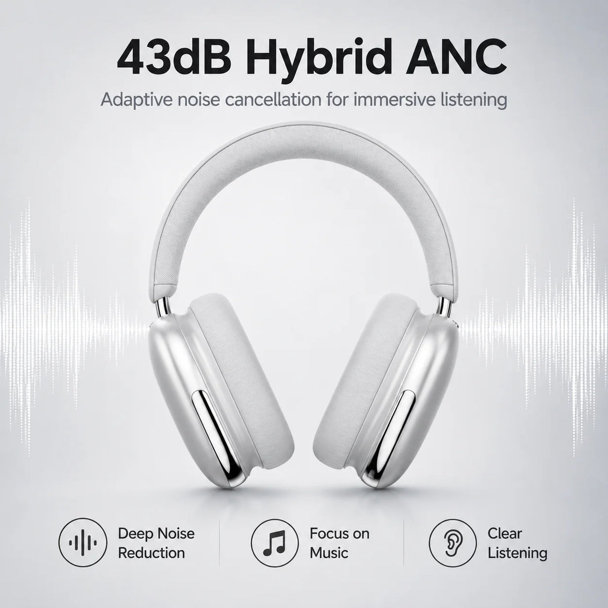 Casque Sans Fil Réduction de Bruit Active Hybride – 50 h d'Autonomie, Bluetooth 5.4