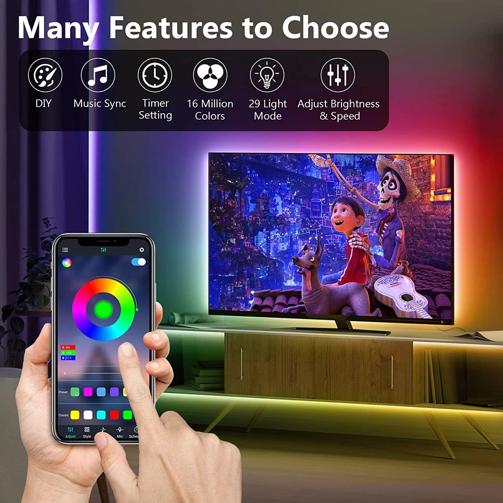 Ruban LED RGB pour TV piloté par application – vue 3