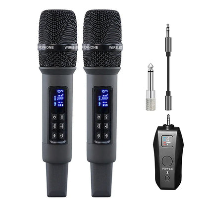 Micro Karaoké Sans Fil UHF – Récepteur Bluetooth, Réverbération et Réglage Basses/Aigus