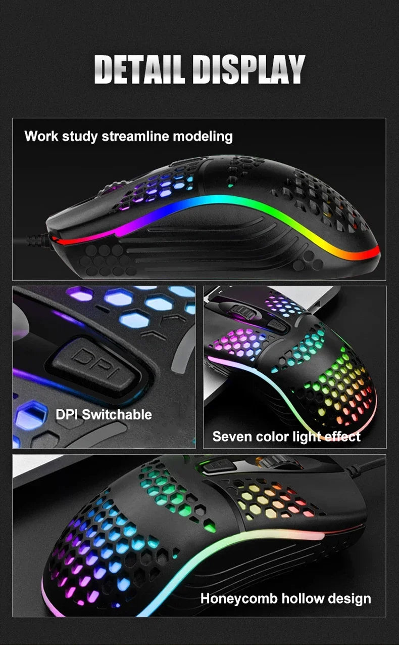 Souris Gaming RGB 7200 DPI – Ergonomique, 4 Coloris