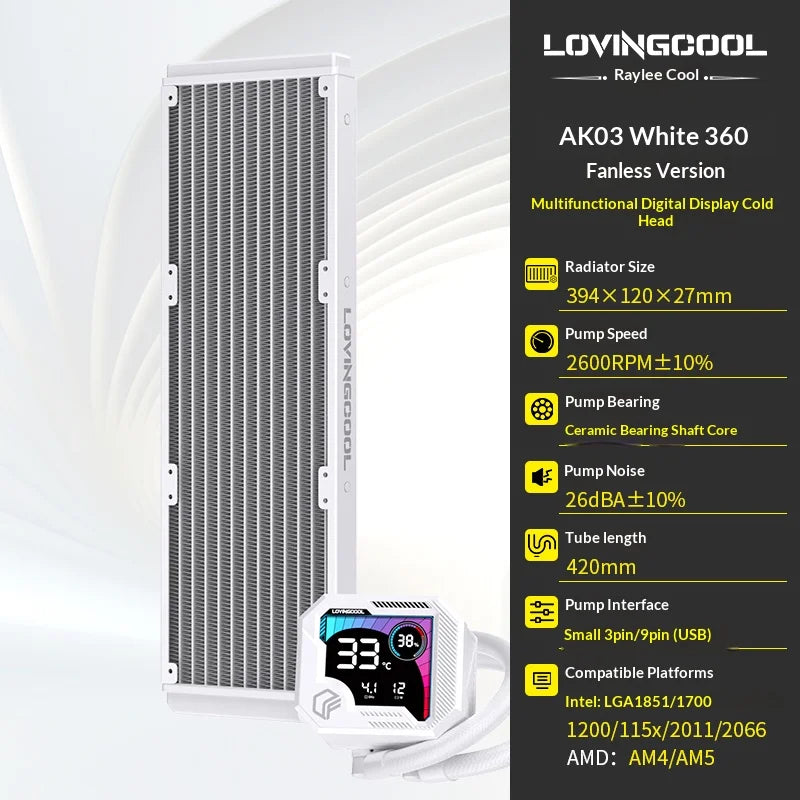 Watercooling CPU ARGB LOVINGCOOL AK – Écran Dynamique (240/360 mm)