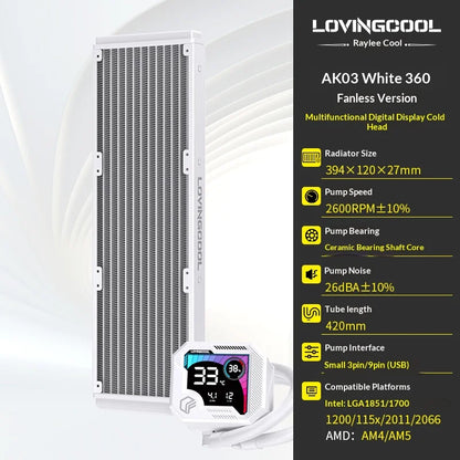 Watercooling CPU ARGB LOVINGCOOL AK – Écran Dynamique (240/360 mm)