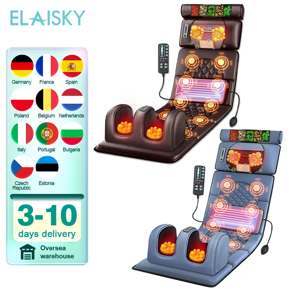 Matelas de Massage chauffant électrique vibrant, coussin de Massage infrarouge pour le cou, le dos et les pieds, douleur complète du corps, soulagement du Stress, relaxation du corps