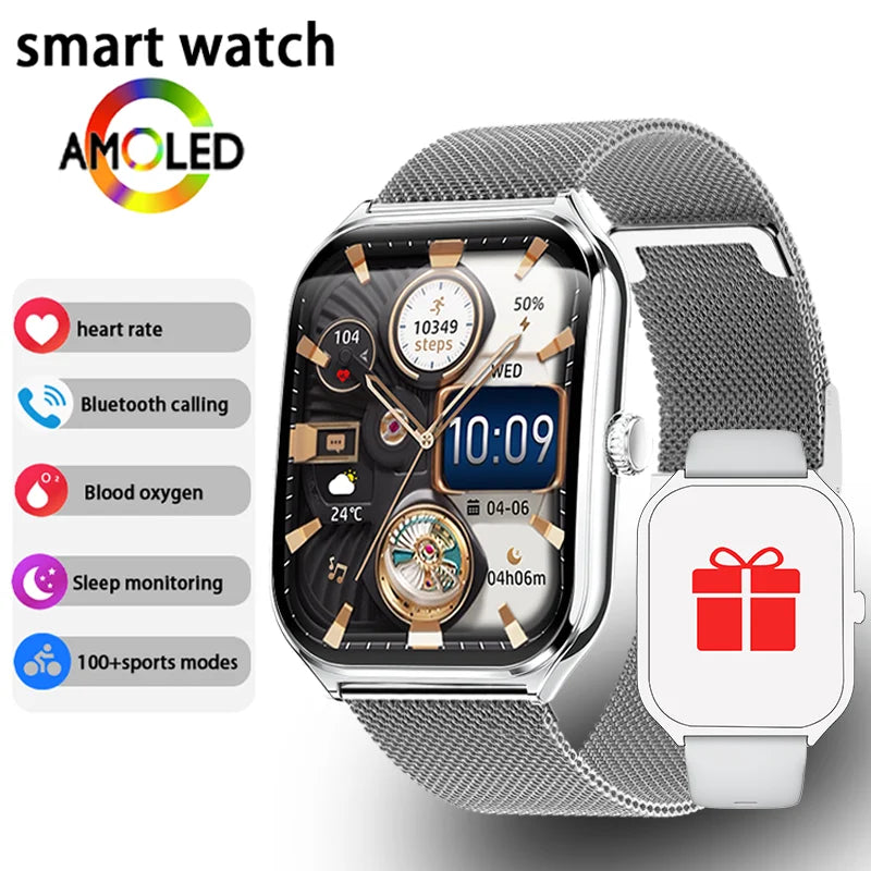 Montre Connectée Ultra-Fine Écran AMOLED 1,96" – Affichage Permanent, Bracelet au Choix