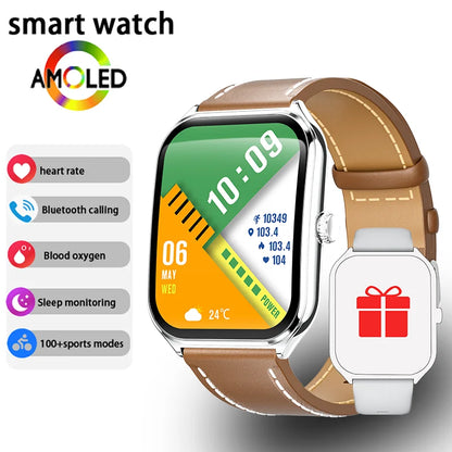 Montre Connectée Ultra-Fine Écran AMOLED 1,96" – Affichage Permanent, Bracelet au Choix