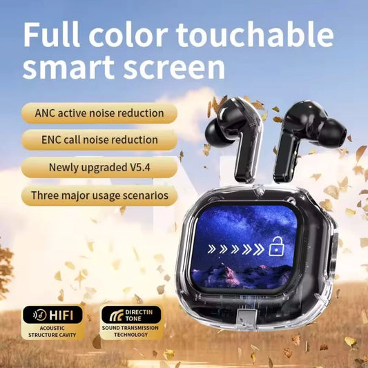 Écouteurs Sans Fil Boîtier à Écran Tactile Couleur – Bluetooth 5.3, Son HiFi Stéréo