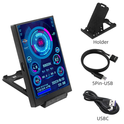Mini Écran Secondaire 3,5" USB-C – Température & Usage CPU, GPU, RAM