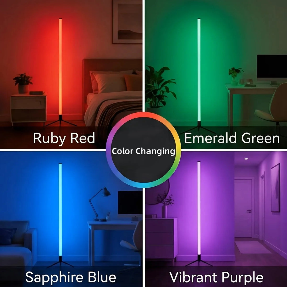 Lampe d'angle RGB sur trépied synchronisée à la musique – vue 4