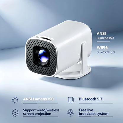 Mini Vidéoprojecteur Portable – Recopie d'Écran Sans Fil, Bluetooth 5.3, Compatible 1080P