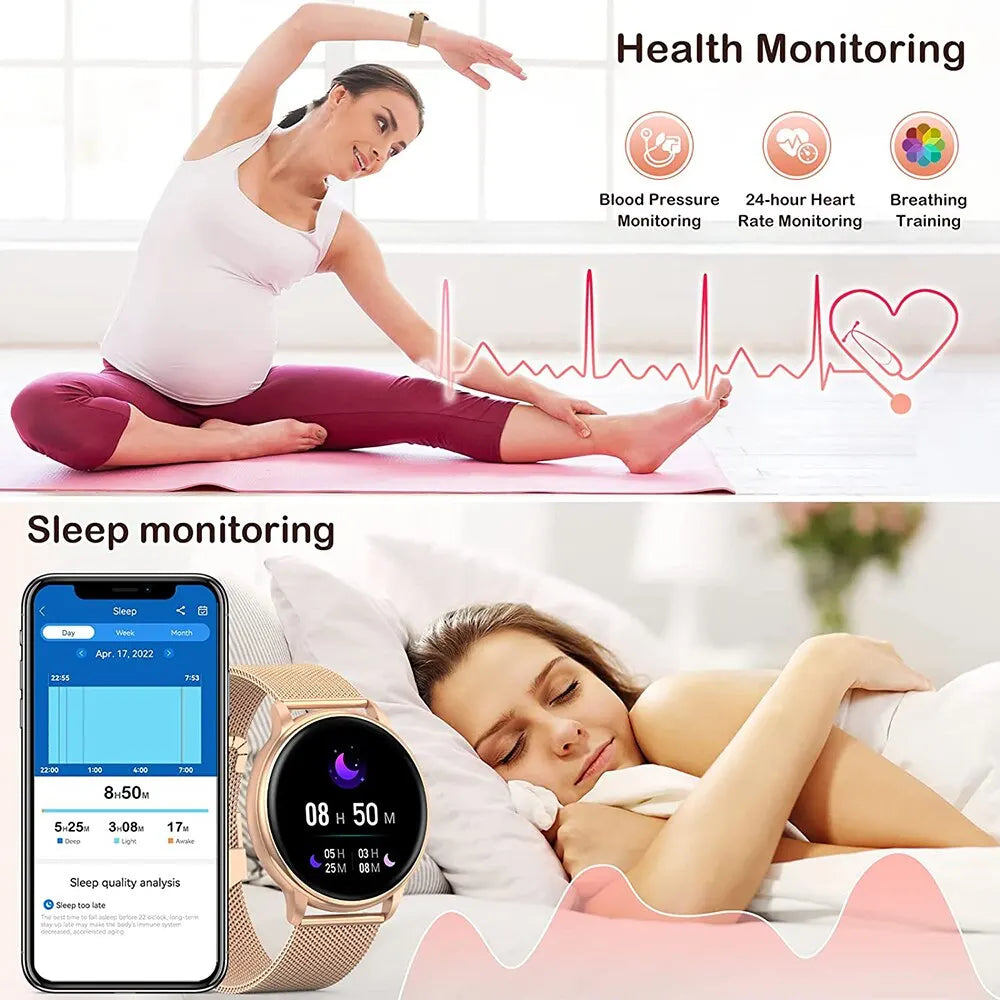 Montre Connectée Appels Bluetooth – Cadrans Personnalisables, 100+ Sports, IP68