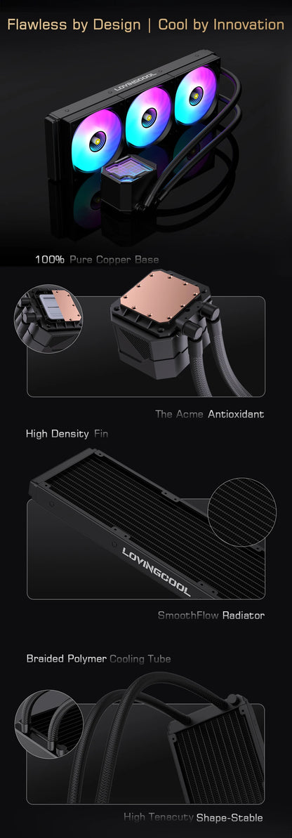 Watercooling CPU ARGB LOVINGCOOL AK – Écran Dynamique (240/360 mm)